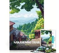 Puzzle per adulti da 1000 pezzi,sentiero Nakasendo,paesaggio giapponese,arte con bordi sottili,gioco di problem solving,rilassante,per compleanno,artistico (50x75cm)