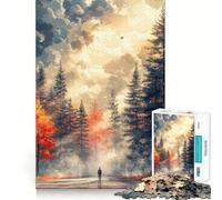 Puzzle per adulti da 1000 pezzi,sentiero nel bosco autunnale con figure,gioco di assemblaggio,divertente e rilassante,ideale per compleanni (38x26cm)