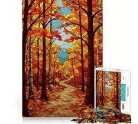 Puzzle per adulti da 1000 pezzi,sentiero nel bosco autunnale,stile vetrata artistica,taglio liscio,gioco per allenare la mente,divertimento per il tempo libero,regalo di compleanno (38x26cm)