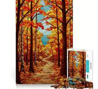 Puzzle per adulti da 1000 pezzi,sentiero nel bosco autunnale,stile vetrata,gioco di assemblaggio pulito,divertente e stimolante,ideale per il relax e il compleanno (38x52cm)