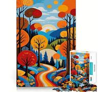 Puzzle per adulti da 1000 pezzi,sentiero nella foresta autunnale,gioco di assemblaggio,gioco di logica,divertente,rilassante,attività per compleanno (38x26cm)