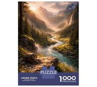 Puzzle Per Adulti Da 1000 Pezzi Serene Mountain Valley with River And Backpack Puzzle Per Adulti Giocattolo Decorazione Da Parete Ma Divertente E Spiritoso Regali Unici Per Compleanno E Natale 70x50cm