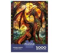 Puzzle Per Adulti Da 1000 Pezzi Serene Stained Dragon Puzzle Giochi Rilassanti Taglio Di Precisione Interazione Genitore-figlio 52x38cm/1000pcs