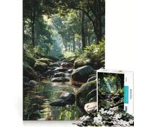 Puzzle per adulti da 1000 pezzi, "Serenità del ruscello nella foresta", gioco impossibile, migliora la memoria, con pezzi a incastro di forma casuale 38x26cm