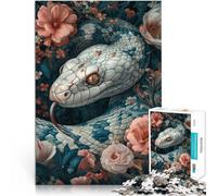 Puzzle per adulti da 1000 pezzi “serpente bianco in fiore” Fatto di legno,per età 14+ Giocattoli antistress Adatto per la decorazione del desktop。misurare:50x75cm/19.68x29.52pollice