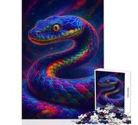 Puzzle per adulti da 1000 pezzi serpente colorato su sfondo cosmico decorazione per la casa giocattoli opere d'arte regalo gioco impossibile Ogni pezzo è unico Dimensioni: 50x75cm