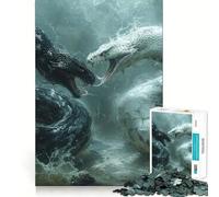 Puzzle per adulti da 1000 pezzi,serpente in bianco e nero,gioco di logica a incastro,gioco facile,decorazione natalizia da parete (50x75cm)