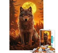 Puzzle per adulti da 1000 pezzi "Sguardo del Lupo al Chiaro di Luna" gioco rilassante sfida per l'intelligenza giocattolo avvincente ottimo regalo per tutta la famiglia (dimensioni 38x26cm)