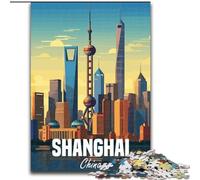Puzzle per adulti da 1000 pezzi Shanghai Cina, giocattoli antistress, regali di compleanno unici per bambini dai 14 anni in su, 26x38cm