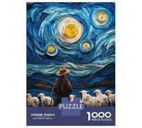 Puzzle Per Adulti Da 1000 Pezzi Sheep Herder Under Starry Sky Puzzle Per Adulti Gioco Pratico Sfida Difficile Aiuta Ad Allenare Il Cervello 38x26cm/1000pcs