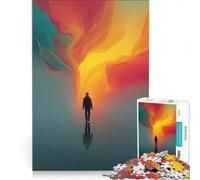 Puzzle per adulti da 1000 pezzi silhouette che cammina verso una luce astratta giocattolo educativo antistress collezione d'artista opera d'arte 50x75cm