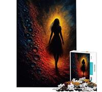 Puzzle per adulti da 1000 pezzi silhouette di donna in un paesaggio astratto infuocato Puzzle per adulti gioco pratico che migliora la memoria compleanno e Natale (dimensioni 38x26cm)