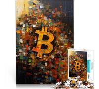 Puzzle per adulti da 1000 pezzi Simbolo astratto di Bitcoin Fatto di legno,Adatto a partire dai 14 anni Decorazione della casa perché è ideale come regalo per tutta la famiglia。misurare:50x75cm