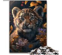 Puzzle per adulti da 1000 pezzi,simpatico cucciolo di tigre in legno,attività divertente per la casa,50x75cm,attività divertente per la famiglia,sfida per il cervello,regalo perfetto per adolescenti