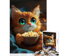Puzzle per adulti da 1000 pezzi simpatico gatto che guarda un film giocattoli fai da te opera d'arte regalo per gioco educativo per migliorare l'amore tra coppie dimensioni 50x75cm