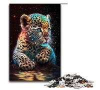 Puzzle per adulti da 1000 pezzi simpatico leopardo cosmico fai da te ottimo regalo di Natale per adolescenti dai 14 anni in su 75x50 cm