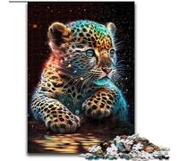 Puzzle per adulti da 1000 pezzi, simpatico leopardo cosmico in legno, regalo divertente e attività per la casa, 50x75cm, festa di compleanno per uomini e donne