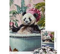 Puzzle per adulti da 1000 pezzi simpatico panda bicchiere da vino da bagno giocattolo educativo regalo per donne e uomini gioco rompicapo allena il cervello e le mani dimensioni 50x75cm