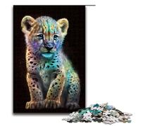 Puzzle per adulti da 1000 pezzi simpatico puzzle a forma di leopardo in legno per adulti giochi per famiglie regali di compleanno per Natale 75x50 cm