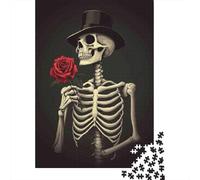 Puzzle Per Adulti Da 1000 Pezzi Skeleton Holding Rose Art Print Puzzle Antistress Un'opera D'arte Regali Unici Per Compleanno E Natale 52x38cm/1000pcs