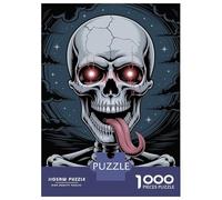 Puzzle Per Adulti Da 1000 Pezzi Skull with Glowing Eyes And Tongue Puzzle Per Adolescenti Giochi Per Famiglie Assemblaggio Di Modelli Attività Divertenti A Casa 52x38cm/1000pcs