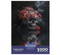 Puzzle Per Adulti Da 1000 Pezzi Skull with Roses And Smoke Puzzle Per Adulti Giochi Divertenti Difficile Difficile Compleanno E Regali Unici 38x26cm/1000pcs