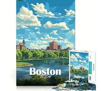 Puzzle per adulti da 1000 pezzi: skyline di Boston con laghetto,incastro perfetto,gioco di logica e abilità,gioco lento,regalo di Natale rilassante (50x75cm)