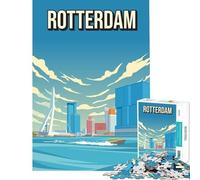 Puzzle per adulti da 1000 pezzi skyline di Rotterdam poster di viaggio olandese giochi educativi giocattoli ottimi regali e giocattoli un'opera d'arte (dimensioni 38x52cm)