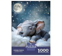 Puzzle Per Adulti Da 1000 Pezzi Sleeping Baby Elephant on Cloud Puzzle Per Adulti, Gioco Rompicapo Divertente E Umoristico, Regali Unici Per Compleanno E Natale 52x38cm/1000pcs