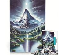 Puzzle per adulti da 1000 pezzi Sogno al chiaro di luna del Cervino gioco rilassante migliora la memoria compleanno e Natale 38x52cm
