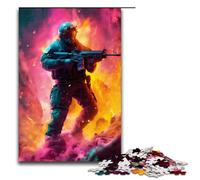 Puzzle per adulti da 1000 pezzi soldato dell'esercito al neon giochi in legno per famiglie regali di compleanno per Natale 75x50 cm