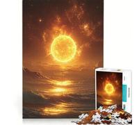 Puzzle per adulti da 1000 pezzi, sole dorato sulle onde dell'oceano, gioco rilassante, allena la mente e la mano, compleanno e Natale 38x52cm
