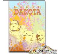 Puzzle per adulti da 1000 pezzi South Dakota, difficili da completare ma divertenti e umoristici, con poster abbinato e foglio di quiz (38x52cm) 1000 pezzi