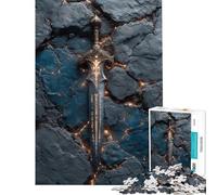 Puzzle per adulti da 1000 pezzi Spada incantata su pietra screpolata gioco per famiglie regalo per donne divertimento a casa (dimensioni 38x52cm)