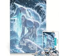 Puzzle per adulti da 1000 pezzi: Spirito della volpe a nove code nell'acqua giocattolo educativo difficile e stimolante per rafforzare l'amore tra le coppie 38x52cm