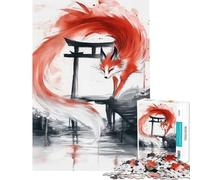 Puzzle per adulti da 1000 pezzi Spirito Kitsune al cancello Torii Gioco divertente e coinvolgente per coltivare la pazienza Ottimo regalo e decorazione per la casa (dimensioni 38x26cm)