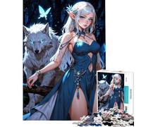 Puzzle per adulti da 1000 pezzi: Splendido elfo con il suo lupo Gioco educativo da 1000 pezzi con taglio di precisione divertente sfida per tutta la famiglia (38x26cm)