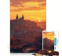 Puzzle per adulti da 1000 pezzi,splendido tramonto a Porto,Portogallo,con bordi perfetti,gioco intelligente,regalo,gioco di ozio,Natale,arte per il tempo libero (50x75cm)