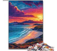Puzzle per adulti da 1000 pezzi "Splendido tramonto sul mare" in legno,attività divertente per la casa 50x75cm,attività divertente per la famiglia,sfida per il cervello,regalo perfetto per adolescenti