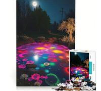 Puzzle per adulti da 1000 pezzi: Stagno notturno con luci colorate giocattolo educativo difficile e stimolante per rafforzare l'amore tra le coppie 38x52cm