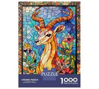 Puzzle Per Adulti Da 1000 Pezzi Stained Glass Deer Puzzle Per Adolescenti Giochi Per Famiglie Assemblaggio Di Modelli Attività Divertenti A Casa 52x38cm/1000pcs