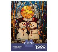 Puzzle Per Adulti Da 1000 Pezzi Stained Glass Snowman Puzzle Per Adolescenti Giochi Per Famiglie Assemblaggio Di Modelli Attività Divertenti A Casa 70x50cm/1000pcs