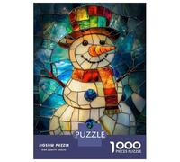 Puzzle Per Adulti Da 1000 Pezzi Stained Glass Snowman Puzzle Per Adulti Giochi Rilassanti Difficili Ottimo Regalo Per I Giocatori 52x38cm/1000pcs