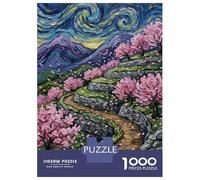 Puzzle Per Adulti Da 1000 Pezzi Starry Night Cherry Blossom Landscape Puzzle Per Adulti Gioco Per Famiglie Vacanza A Casa Passatempo Regali Unici Per Compleanno E Natale 38x26cm/1000pcs