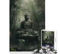 Puzzle per adulti da 1000 pezzi Statua del Buddha nella foresta Giocattolo educativo Regalo di compleanno Giochi divertenti Rafforza l'amore tra coppie Dimensioni 50x75cm