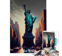 Puzzle per adulti da 1000 pezzi Statua della Libertà artistica giocattolo avvincente per coltivare la pazienza gioco pratico decorazione da parete regalo per donne e uomini (dimensioni 50x75cm)