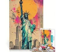 Puzzle per adulti da 1000 pezzi Statua della Libertà Vintage gioco per famiglie migliora la memoria ideale come regalo per tutta la famiglia 38x52cm