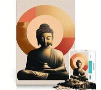 Puzzle per adulti da 1000 pezzi,statua di Buddha con aureola geometrica,taglio preciso,gioco cognitivo,rilassante,decorazione natalizia da parete (50x75cm)