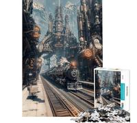 Puzzle per adulti da 1000 pezzi stazione ferroviaria steampunk gioco fai-da-te un'opera d'arte un gioco stimolante e divertente per tutta la famiglia (50x75cm)