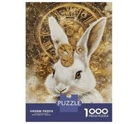 Puzzle Per Adulti Da 1000 Pezzi Steampunk Rabbit Clock Puzzle Per Adulti Giocattolo Decorazione Da Parete Regali Per Donne Regali Unici Per Compleanno E Natale 70x50cm/1000pcs